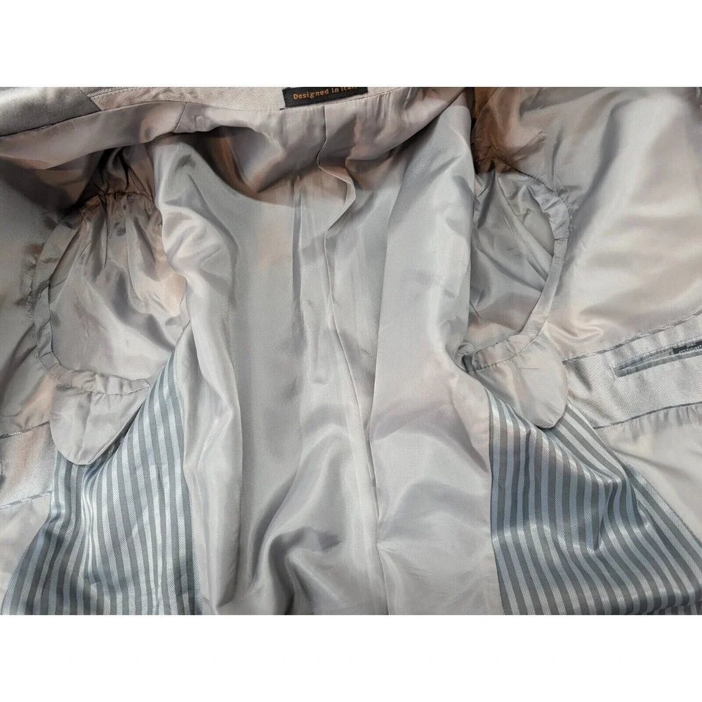 Vinci Sport Coat Blazer Mens Silver Two Button Rayon Blend Formal Wedding Sz 44L
